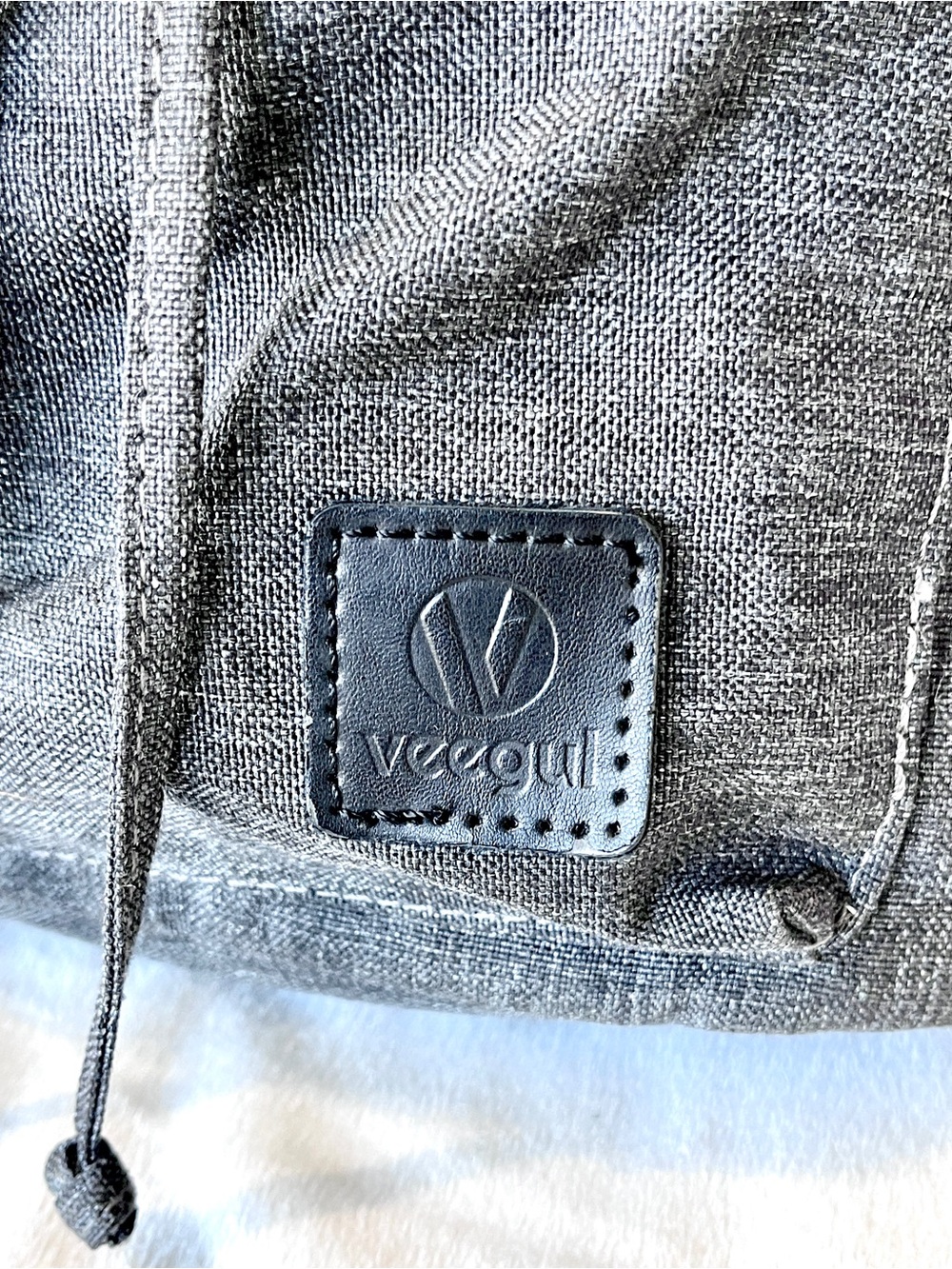 Veegul Charcoal Gray Canvas Vintage Rucksack Laptop Backpack Striped Lining - Picture 6 of 8